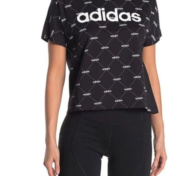 adidas Core Logo Linear Graphic Tee Short Sleeve Shirt - Size S - Picture 1 of 15